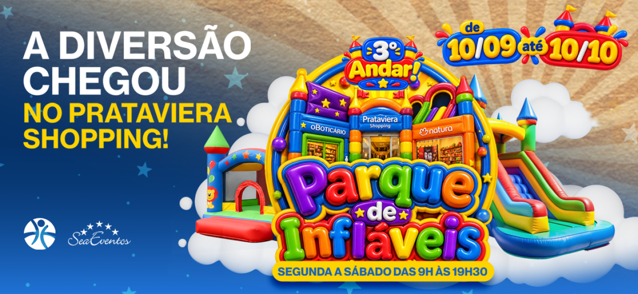 Parque Inflável chega ao Prataviera Shopping para garantir diversão para toda a família